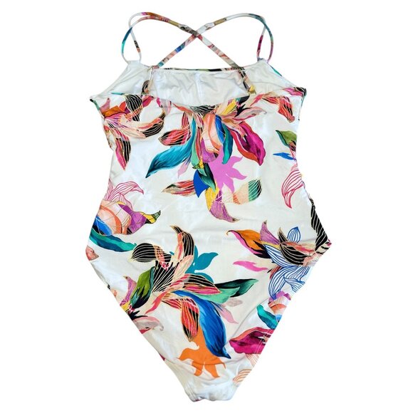 SOLD LA BLANCA Floral One Piece Swimsuit Women 16 Paradise Tropical Cross Back - Picture 4 of 16